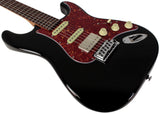 Suhr Select Classic S HSS Guitar, Roasted Neck, Black, Tortoise Shell - Humbucker Music