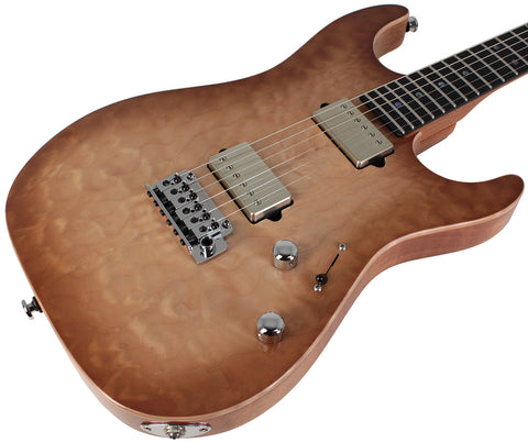 Suhr Select Standard Mahogany HH Guitar, Quilt Natural Burst - Humbucker Music