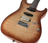 Suhr Select Standard Mahogany Guitar, Quilted Natural Burst - Humbucker Music