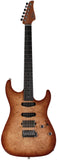 Suhr Select Standard Mahogany Guitar, Burl Natural Burst - Humbucker Music