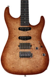 Suhr Select Standard Mahogany Guitar, Burl Natural Burst - Humbucker Music