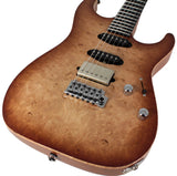 Suhr Select Standard Mahogany Guitar, Burl Natural Burst - Humbucker Music