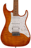 Suhr Standard Plus Guitar, Trans Honey Amber Burst, Roasted Maple - Humbucker Music