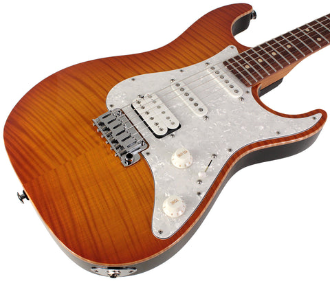 Suhr Standard Plus Guitar, Trans Honey Amber Burst, Pau Ferro - Humbucker Music