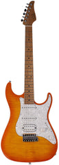 Suhr Standard Plus Guitar, Trans Honey Amber Burst, Roasted Maple