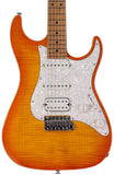 Suhr Standard Plus Guitar, Trans Honey Amber Burst, Roasted Maple - Humbucker Music