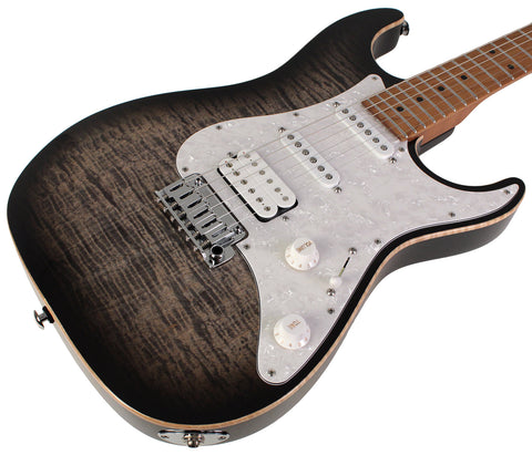 Suhr Standard Plus Guitar, Trans Charcoal Burst, Roasted Maple - Humbucker Music