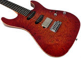 Suhr Select Standard Mahogany Guitar, Burl Fireburst - Humbucker Music