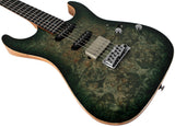 Suhr Select Standard Mahogany Guitar, Burl Faded Trans Green Burst - Humbucker Music