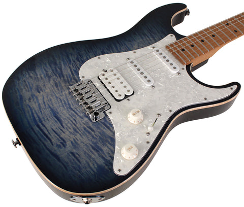 Suhr Standard Plus Guitar, Trans Whale Blue Burst, Roasted Maple - Humbucker Music