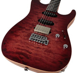 Suhr Select Standard Mahogany Guitar, Quilted Faded Trans Red Wine Burst