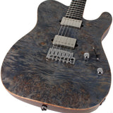 Suhr Select Modern T Mahogany Guitar, Trans Blue Denim Slate Burl - Humbucker Music