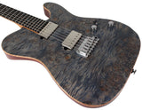 Suhr Select Modern T Mahogany Guitar, Trans Blue Denim Slate Burl - Humbucker Music