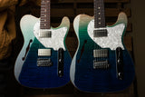 Suhr Alt T Select Guitar, Rosewood, Aqua Blue Gradient