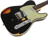Fender Custom Shop 1960 Tele Custom Heavy Relic Guitar, Aged Black over Chocolate 3 Color Sunburst