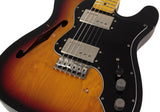 Nash T72TL Thinline Guitar, 3 Tone Sunburst, Light Aging - Humbucker Music