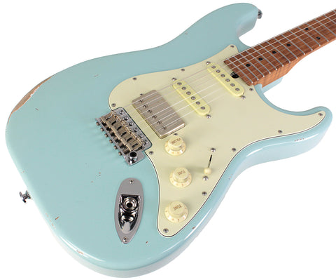 Suhr Select Classic S Antique HSS Guitar, Roasted Flamed Neck, Sonic Blue, Maple
