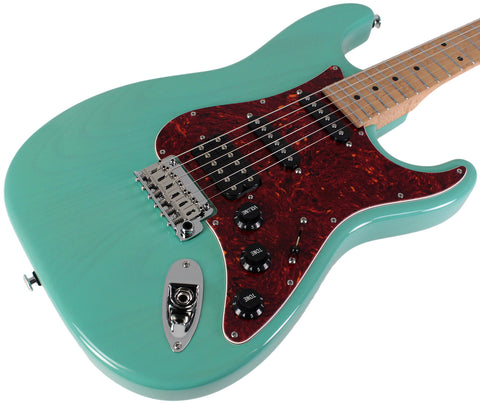 Suhr Limited Classic S Paulownia Guitar, Trans Seafoam Green, Hardshell Case - Humbucker Music