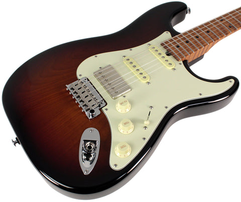 Suhr Select Classic S HSS Roasted Flamed Guitar, 3-Tone Burst, Maple