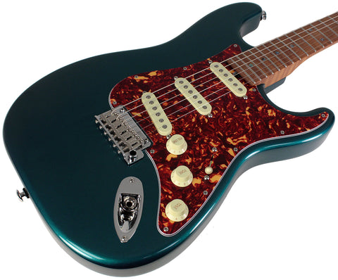 Suhr Select Classic S Guitar, Roasted Flamed Neck, Ocean Turquoise, Maple