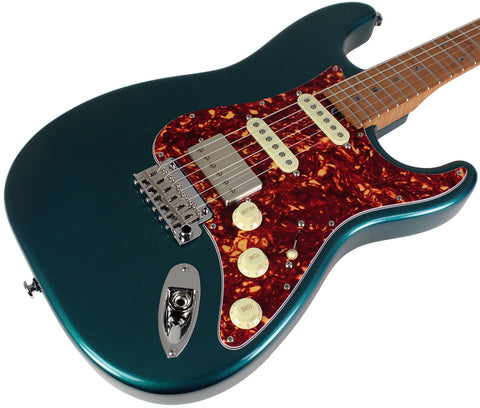 Suhr Select Classic S HSS Guitar, Roasted Flamed Neck, Ocean Turquoise, Maple