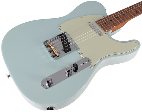 Suhr Classic T Roasted Select Guitar, Flamed, Maple, Sonic Blue - Humbucker Music