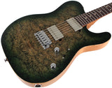 Suhr Select Modern T Mahogany Guitar, Faded Trans Green Burst Burl