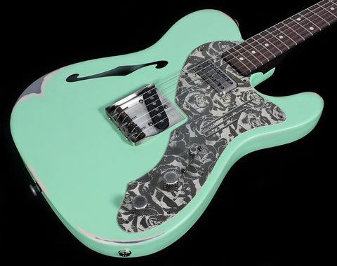 Trussart Deluxe Steelcaster in Surf Green on Cream w/ Roses