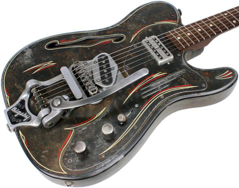 Trussart Deluxe SteelCaster Guitar, Rust O Matic Pinstripe, B16 - Humbucker Music